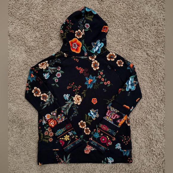 JOHNNY WAS Hoodie Sweatshirt Women Small Ardell Floral Boho Pockets - Picture 3 of 4